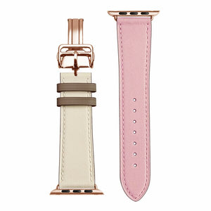 Swift Leather Single Tour Folding Rose Gold Buckle Strap